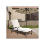 Chaise longue de piscine rglable en aluminium antirouille avec coussin impermable beige (premire edition) ...