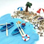 Chaise de plage parapluie miniature pour maison de poupe, kits de coquillages de bateau, dcoration, ...