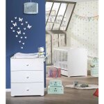 Chambre bb duo lit bb blanc 120x60 + commode a langer 3 tiroirs basic