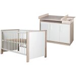 Chambre bb duo olaf - roba - lit 70x140 cm - commode a langer large - blanc