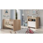 Chambre bébé duo pia - lit 70x140 cm + commode a langer 2 portes - décor chene sonoma et blanc mat - ... Chambre bébé duo pia - lit 70x140 cm + commode a langer 2 portes - décor chene sonoma et blanc mat - ...