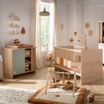 Chambre b�b� evolutive tokyo, lit 140x70 evolutif et commode a langer claustra - ch�ne suave