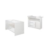 Chambre bébé roba maren - lit 70x140 cm evolutif + commode a langer - blanc laqué - hauteur réglable ... Chambre bébé roba maren - lit 70x140 cm evolutif + commode a langer - blanc laqué - hauteur réglable ...
