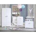 Chambre bébé trio lit bébé 120x60 + commode a langer 2 tiroirs et une niche + armoire 2 portes leaf Chambre bébé trio lit bébé 120x60 + commode a langer 2 tiroirs et une niche + armoire 2 portes leaf