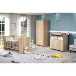 Chambre bb trio niko - lit 70x140 cm + commode a langer 2 portes + armoire 2 portes - dcor chene naturel ...