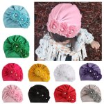 Chapeau bandana pour bb fille, turtan indien, couleur unie, fleur de soleil, a la mode, 1 pice