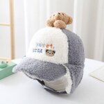 Chapeaux de baseball epais et doux pour bb, jolis motifs d'ours de dessin anim, en laine d'agneau ...