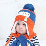 Chapeau de bb tricot en coton pour filles et garons, mignon, grosse boule de cheveux, echarpe, bonnet ...