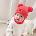 Chapeau de b�b� tricot� en laine, mignon ours, epais et chaud pour enfants de 0 a 24 mois, automne et ...