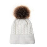 Chapeau chaud d'hiver pour bb fille et garon, bonnet de ski tricot avec pompon en fourrure, 1 pice ...