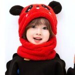 Chapeau chaud d'hiver pour enfants, echarpe epaisse en peluche polaire, casquette de panda de dessin ...