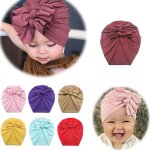 Chapeau en coton imprim� avec noeud papillon, bandeau extensible, bonnet pour filles, accessoires cheveux ...