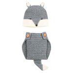 Chapeau crochet a la main pour nouveau - n garon et fille, pantalon en renard, tenue 2 pices, accessoires ...