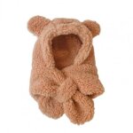 Chapeau echarpe anti - statique pour filles, costume quotidien, r�sistant au froid, mignon, col en peluche, ...
