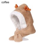Chapeau avec echarpe en bois de dessin anim� pour enfants, casquette de protection des oreilles en peluche, ...