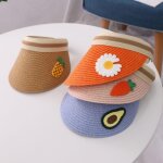 Chapeau d't en paille avec etiquette de fruits pour enfants de 2 a 4 ans, 6 couleurs, chapeau de soleil ...