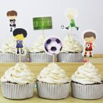 Chapeau de g�teau de football kawaii, 24 pi�ces / paquet, d�corations de g�teau d'anniversaire en famille ...