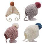 Chapeau en laine tricot doux pour bb, joli bonnet de protection pour les oreilles des enfants, chaud ...