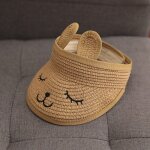 Chapeau de lapin pour bb, casquette d'et en paille a visire pliante, joli chapeau de soleil ajustable ...