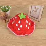Chapeau en maille pour filles, mignon, bonnet de soleil a pois, motif fraise, vtements d't pour bbs, ...