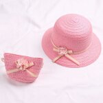 Chapeau de paille respirant pour bb, couvre - soleil, avec sac a main, protection uv, garons et filles, ...