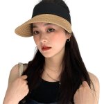 Chapeaux de paille pour femmes, haut vide d't, pare - soleil de plage, visire de protection solaire, ...