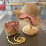 Chapeau en paille pour filles de ns, casquette pare - soleil pour enfants, sac d't pour bb, protection ...