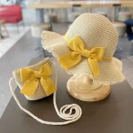 Chapeau en paille pour filles de ns, casquette pare - soleil pour enfants, sac d't pour bb, protection ...