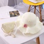 Chapeau en paille pour filles de ns, casquette pare - soleil pour enfants, sac d't pour bb, protection ...