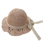 Chapeau de paille pour filles, chapeau de soleil a nud papillon, a large bord, bateau de plage, haut ...