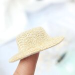 Chapeau de paille miniature pour maison de poup�e, 2 pi�ces, mini chapeau de poup�e, ornement de maison ...