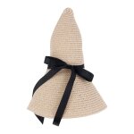 Chapeau de paille pliable simple a large bord pour filles, chapeau de soleil de plage pour femmes, chapeau ...