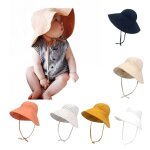 Chapeau de pcheur pour bb, couleur unie, protection solaire d't, panama, a grand bord, bonnet en ...
