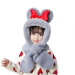 Chapeau en peluche extensible pour filles, fabrication fine, r�sistant au froid, d�cor de noeud d'oreille ...