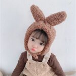 Chapeau en peluche molletonn pour bb, mignon, oreilles de lapin, chapeau d'hiver pour enfants, garons ...