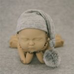 Chapeau de photographie pour bb, bonnet doux avec pompon en fourrure, bonnets mignons avec boule de ...