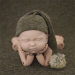 Chapeau de photographie pour bb, bonnet doux avec pompon en fourrure, bonnets mignons avec boule de ...