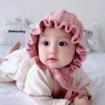 Chapeau de princesse tricot pour bb fille, bonnet d'hiver pour nouveau - n, couvre - chef a volants, ...