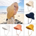 Chapeau de soleil a grand bord pour bb, en coton et lin, pour fille et garon, casquette de printemps, ...