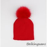Chapeau tricot en laine pour bb, casquette en imitation de poils de renard, chapeau chaud, automne ...