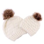 Chapeau tricot pour mre et bb, 2 pices, bonnet elastique doux pour enfant en bas age, pour l'hiver ...