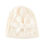 Chapeau tricot avec noeud nou pour bb, 1 pice, chapeau d&hiver  la mode pour enfants, pull tricot, ...