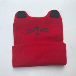 Chapeau tricot avec oreilles de chat pour bb, avec crochet, en laine, pour fille et garon