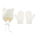 Chapeau tricot en peluche pour bbs, gants mignons d'hiver chauds et epais pour la protection des oreilles, ...
