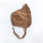 Chapeaux en velours ctel pour nouveau n, casquette de princesse solide, joli bonnet a volants pour ...