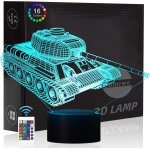 Char militaire 3d illusion veilleuse jouets, d�cor de maison led lampe de chevet table, tactile & t�l�commande ...