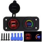 Chargeur usb 12 / 24v, ecran couleur, voltmtre pour tlphone portable, tablette, ipad, gps, alimentation ...