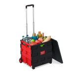 Chariot de courses, pliable, jusqua 35 kg poussette de 50 l, poigne tlescopique, 2 roulettes, rouge ...