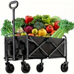 Chariot de courses pliable robuste de grande capacité de 100 kg, chariot utilitaire portable avec roues ... Chariot de courses pliable robuste de grande capacité de 100 kg, chariot utilitaire portable avec roues ...