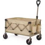 Chariot de plage pliable de 120 kg avec frein et poigne rglable et chariot tout - terrain a 360 pour ...